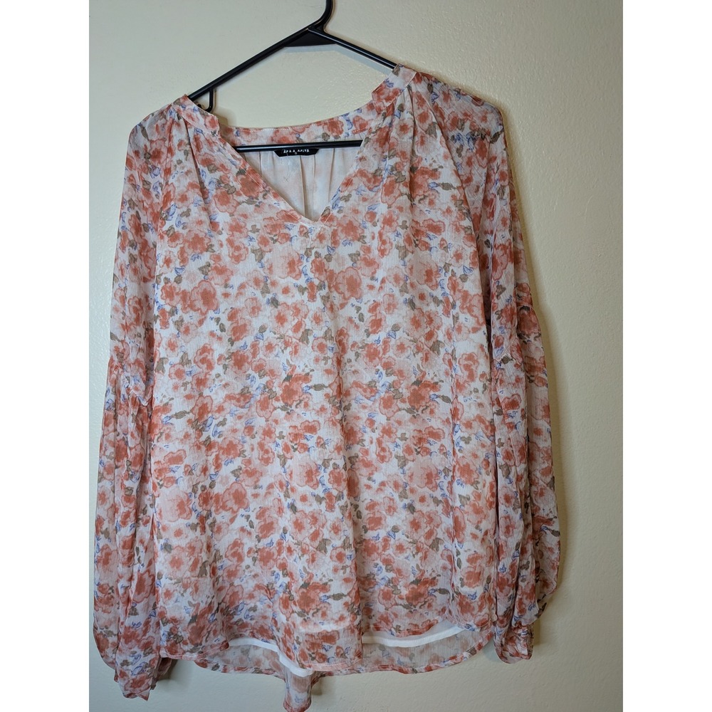 BTFBM Womens Floral Print V Neck Long Sleeve Blouse Lightweight‎ Casual Top S